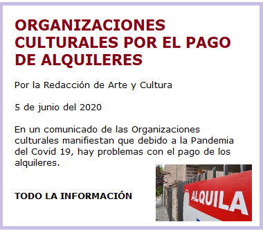 ORGANIZACIONES CULTURALES ALQUILERES
